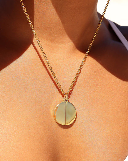 18K Gold PVD Stainless Steel Blank Circle Hidden Message Necklace