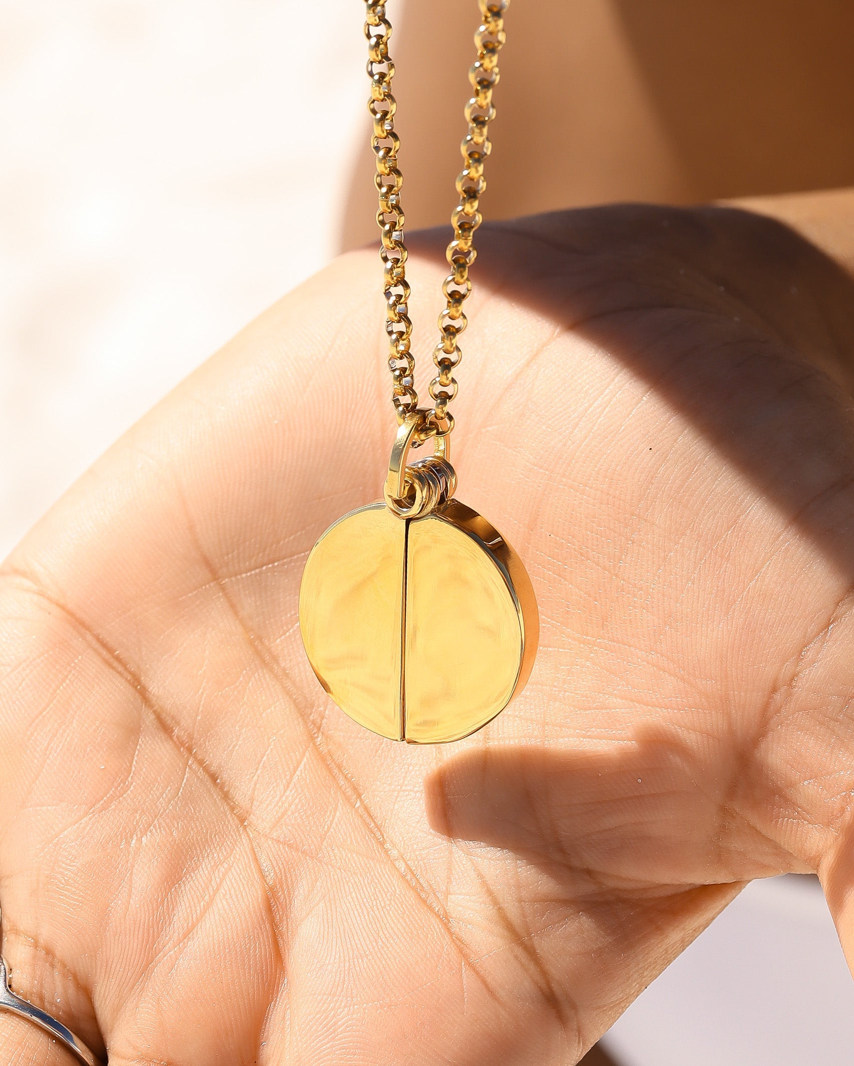 18K Gold PVD Stainless Steel Blank Circle Hidden Message Necklace