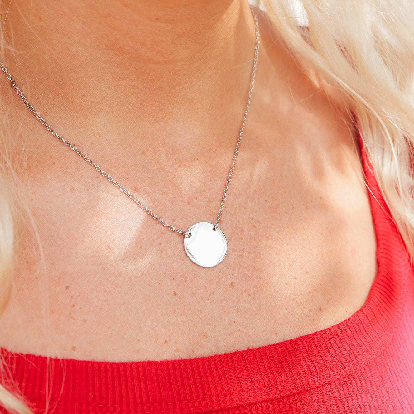 18K Gold PVD Stainless Steel Blank Circle Necklace