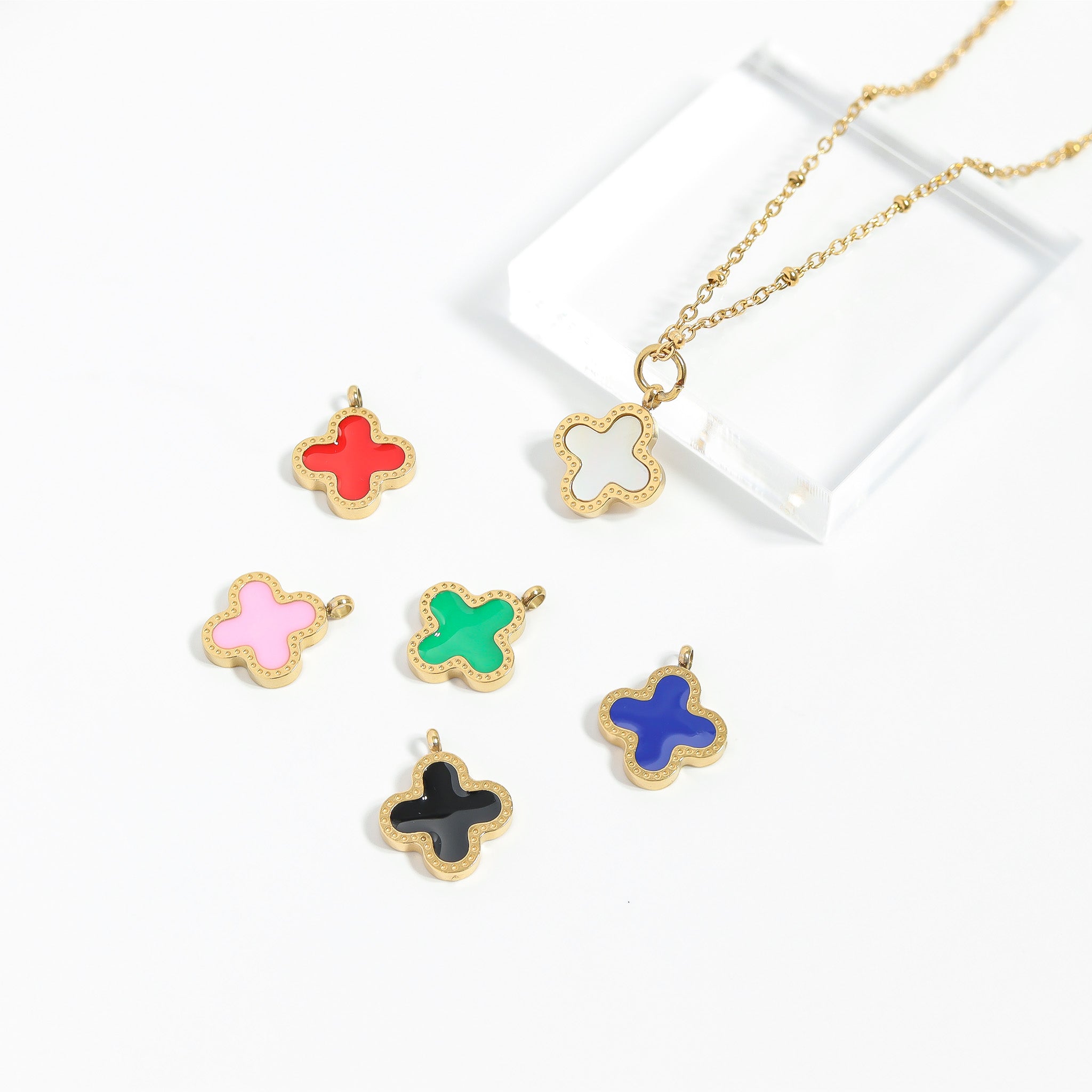 18K Gold PVD Stainless Steel Lucky Clover Charm
