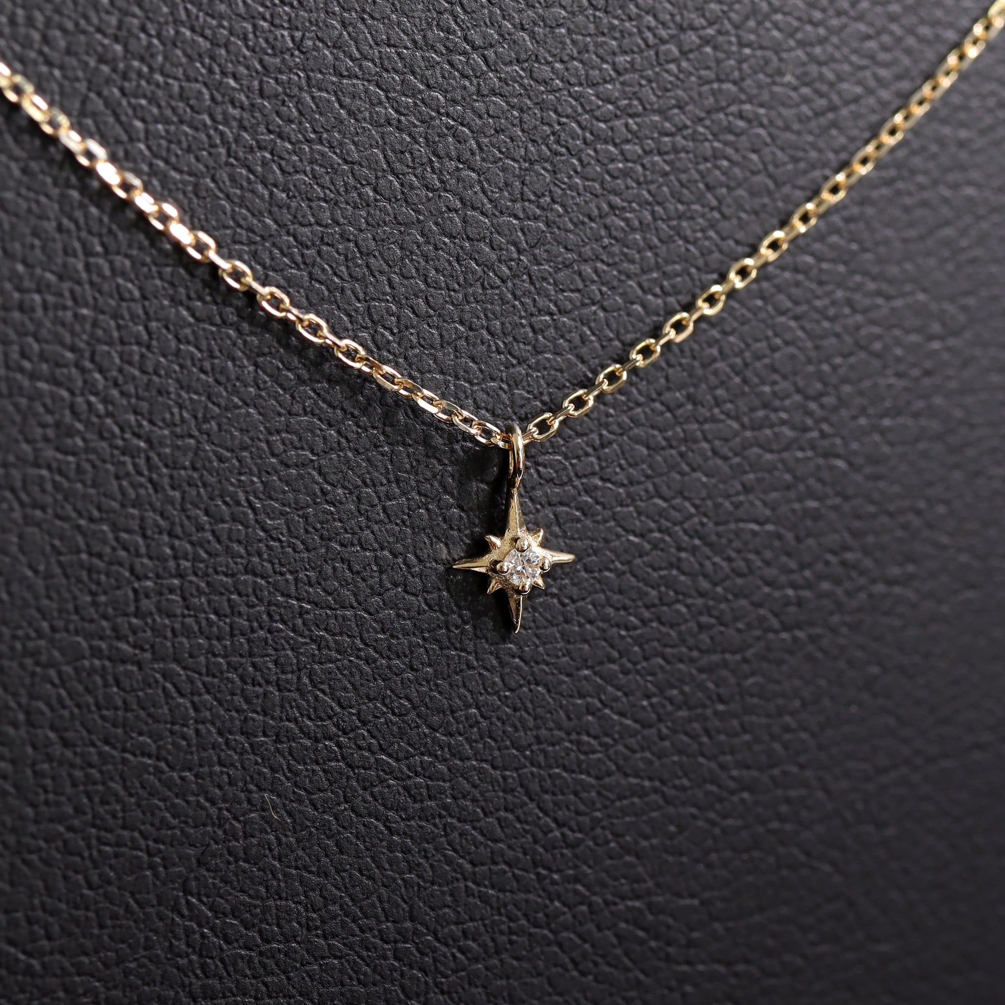 Permanent Jewelry 14K Solid Gold Diamond Compass Star Charm