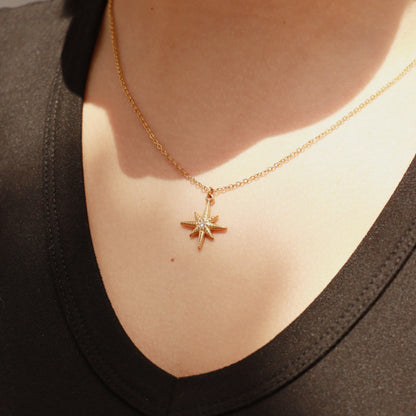 18K Gold PVD Stainless Steel Compass Pendant