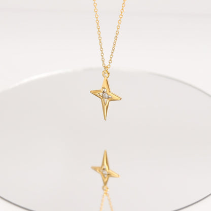 18K Gold PVD Stainless Steel Compass Star Charm