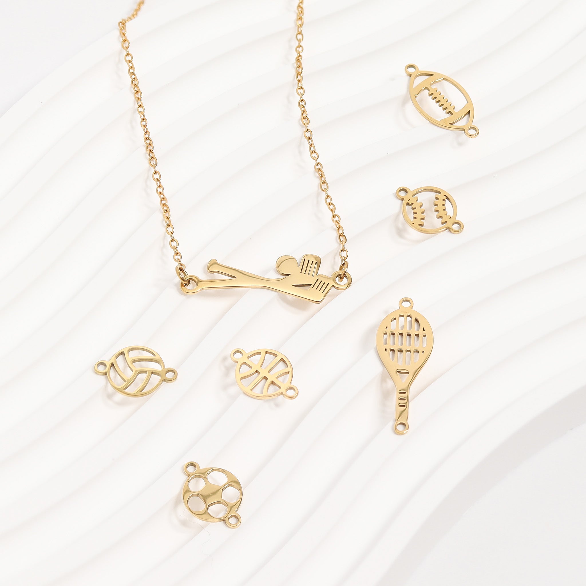 18K Gold PVD Stainless Steel Golf Club Connector Charm