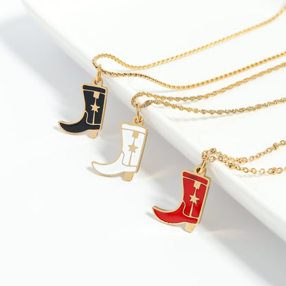 18K Gold PVD Stainless Steel Epoxy Cowboy Boot Charm