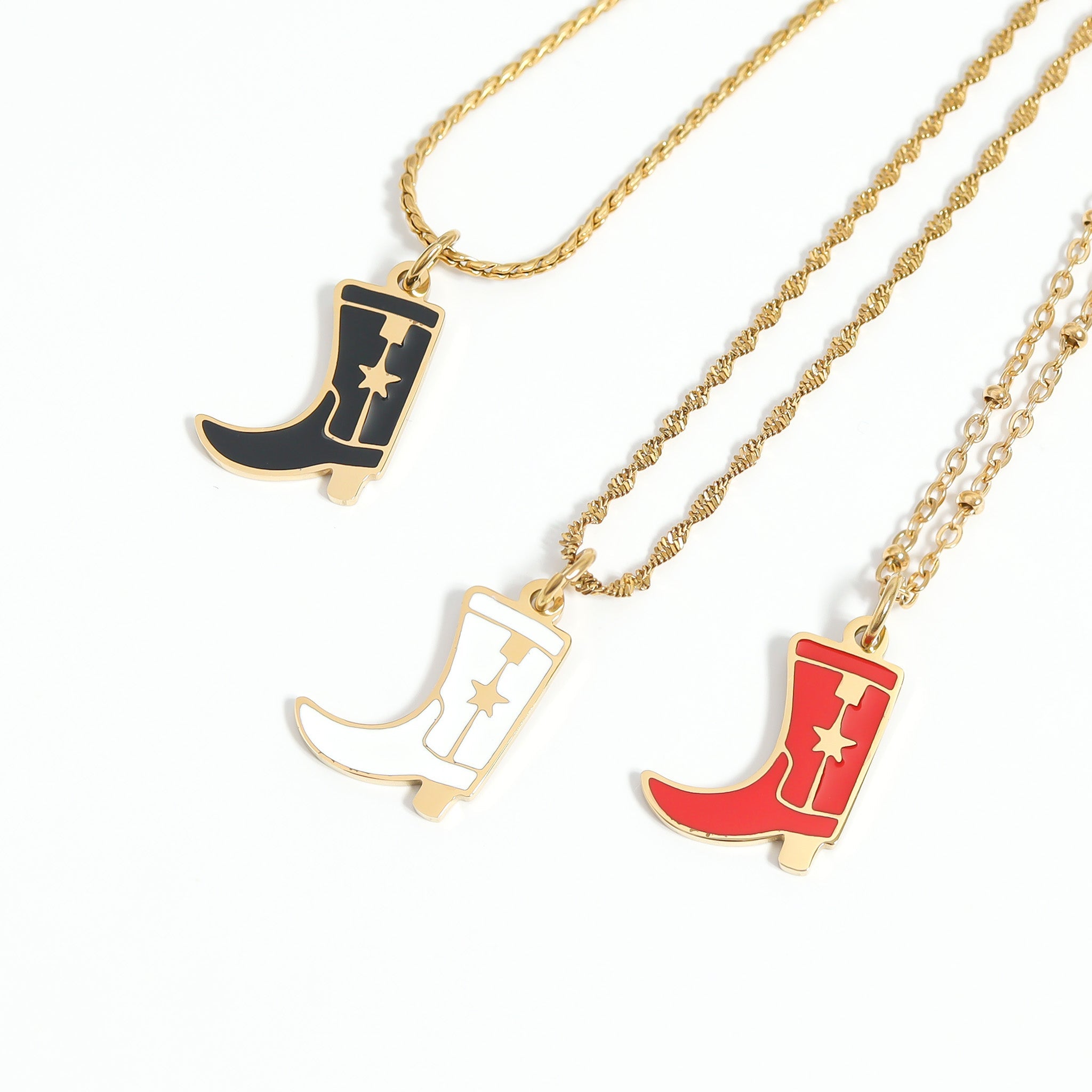 18K Gold PVD Stainless Steel Epoxy Cowboy Boot Charm