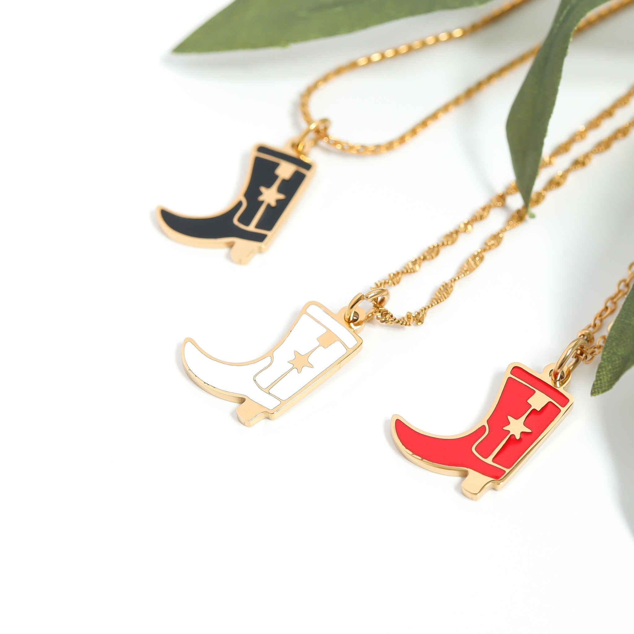 18K Gold PVD Stainless Steel Epoxy Cowboy Boot Charm