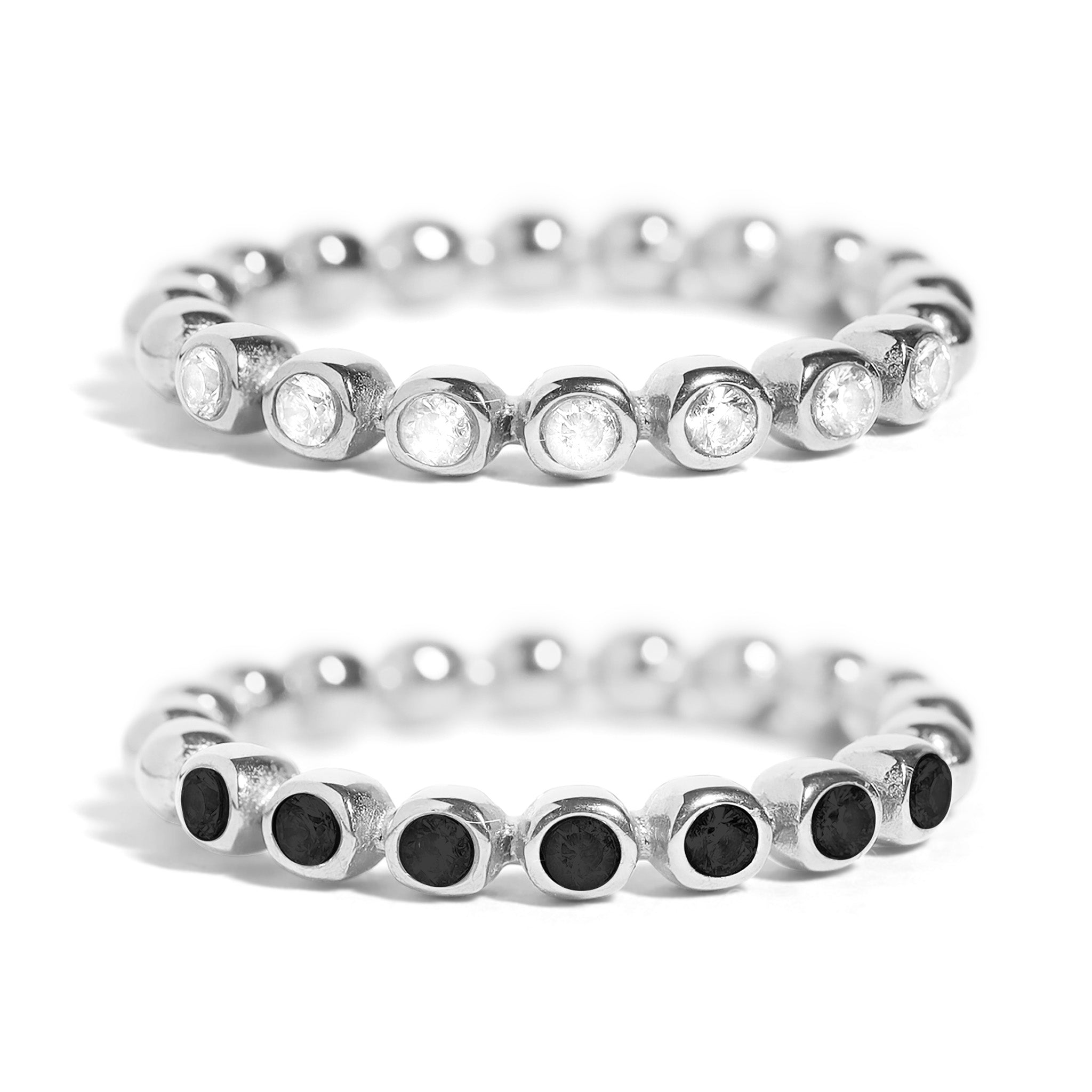 Stainless Steel Beaded CZ Stacking Ring