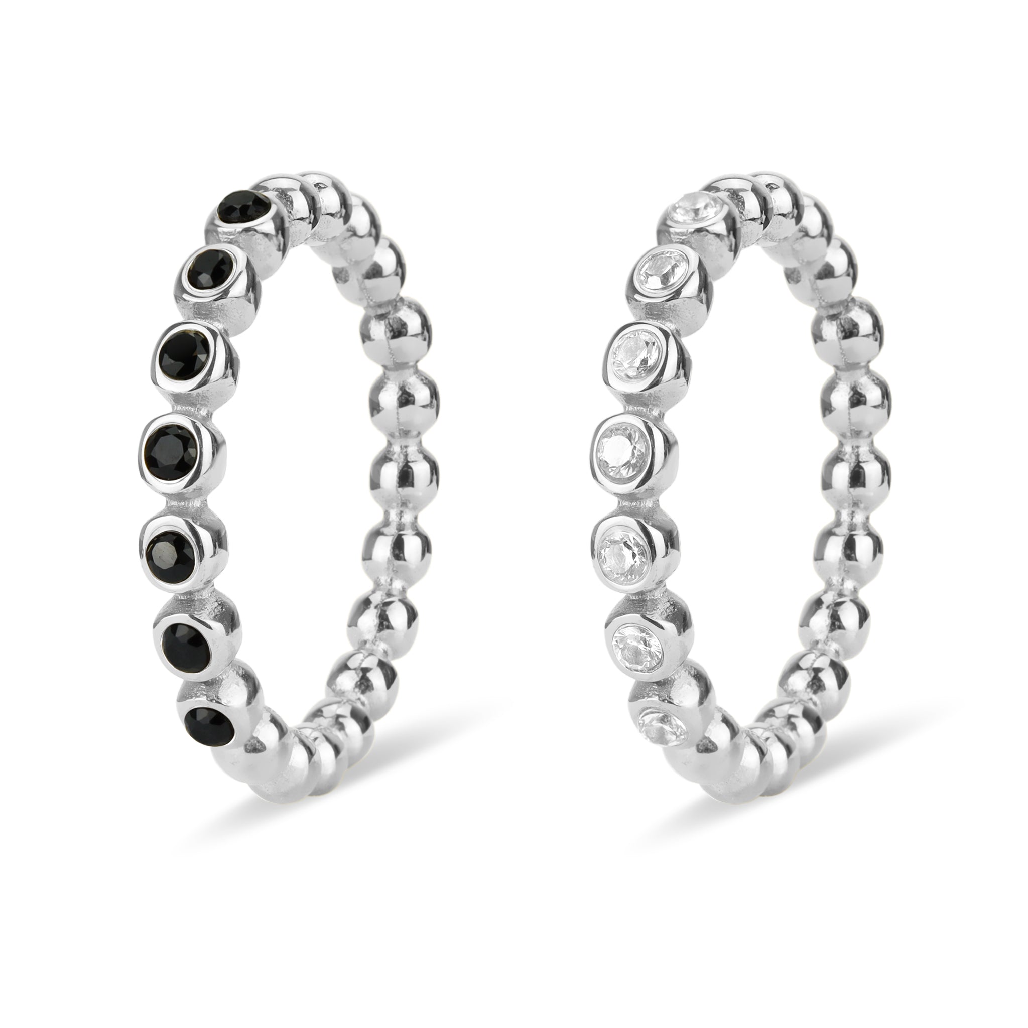 Stainless Steel Beaded CZ Stacking Ring