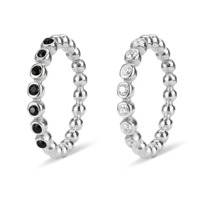 Stainless Steel Beaded CZ Stacking Ring