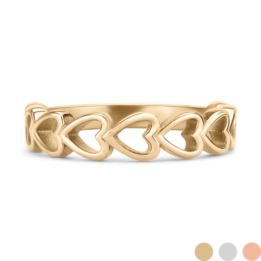 18K Gold PVD Stainless Steel Sideways Heart Stacking Ring