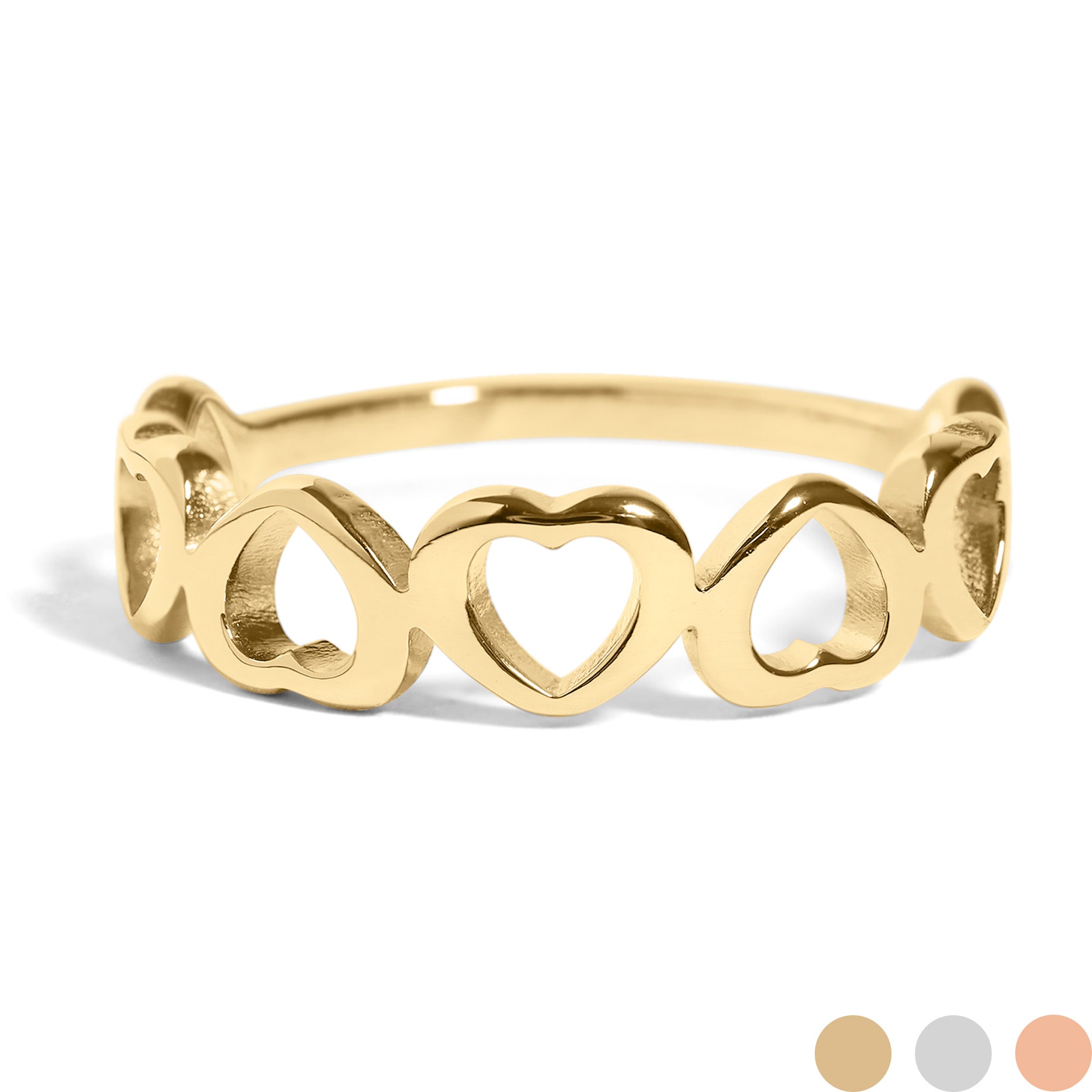 18K Gold PVD Stainless Steel Alternating Heart Stacking Ring