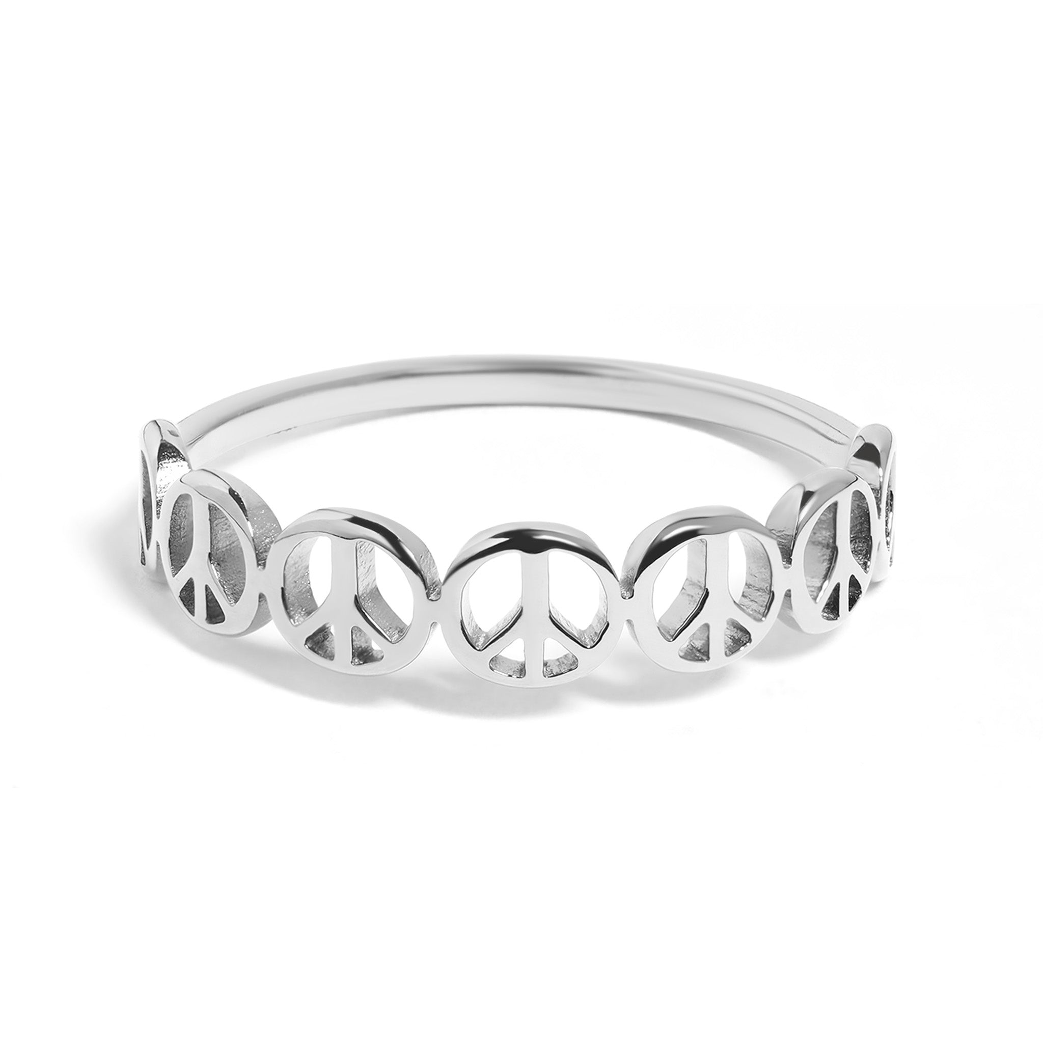 18K Gold PVD Stainless Steel Peace Sign Stacking Ring