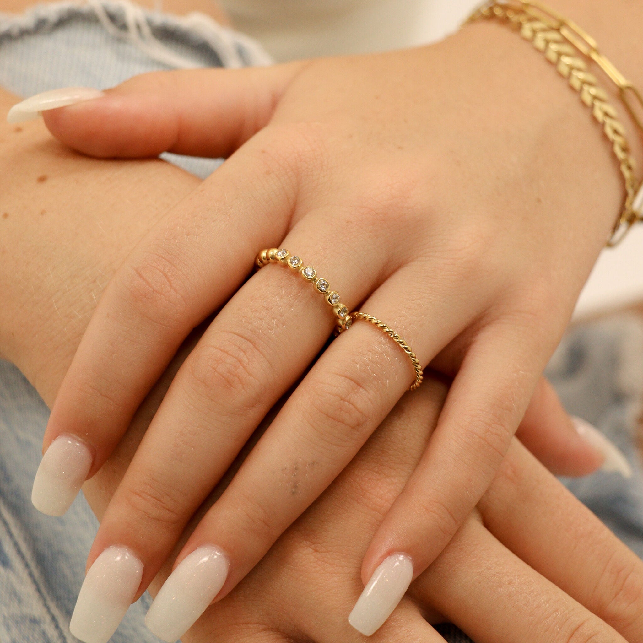 18K Gold PVD Stainless Steel Braided Spacer Ring