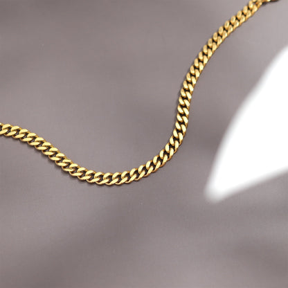 18K Gold PVD Stainless Steel Diamond Cut Curb Chain Bracelet