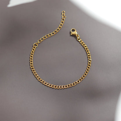 18K Gold PVD Stainless Steel Diamond Cut Curb Chain Bracelet