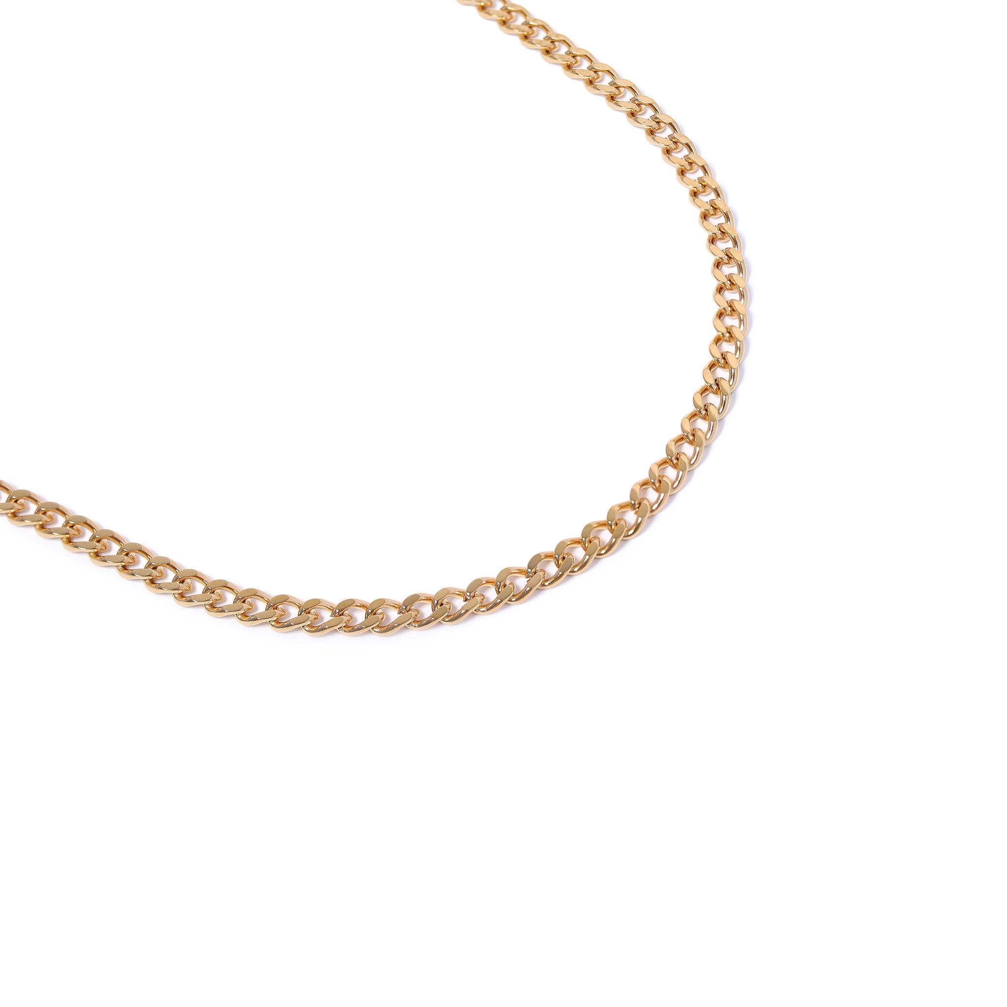 18K Gold PVD Stainless Steel Diamond Cut Curb Chain Necklace