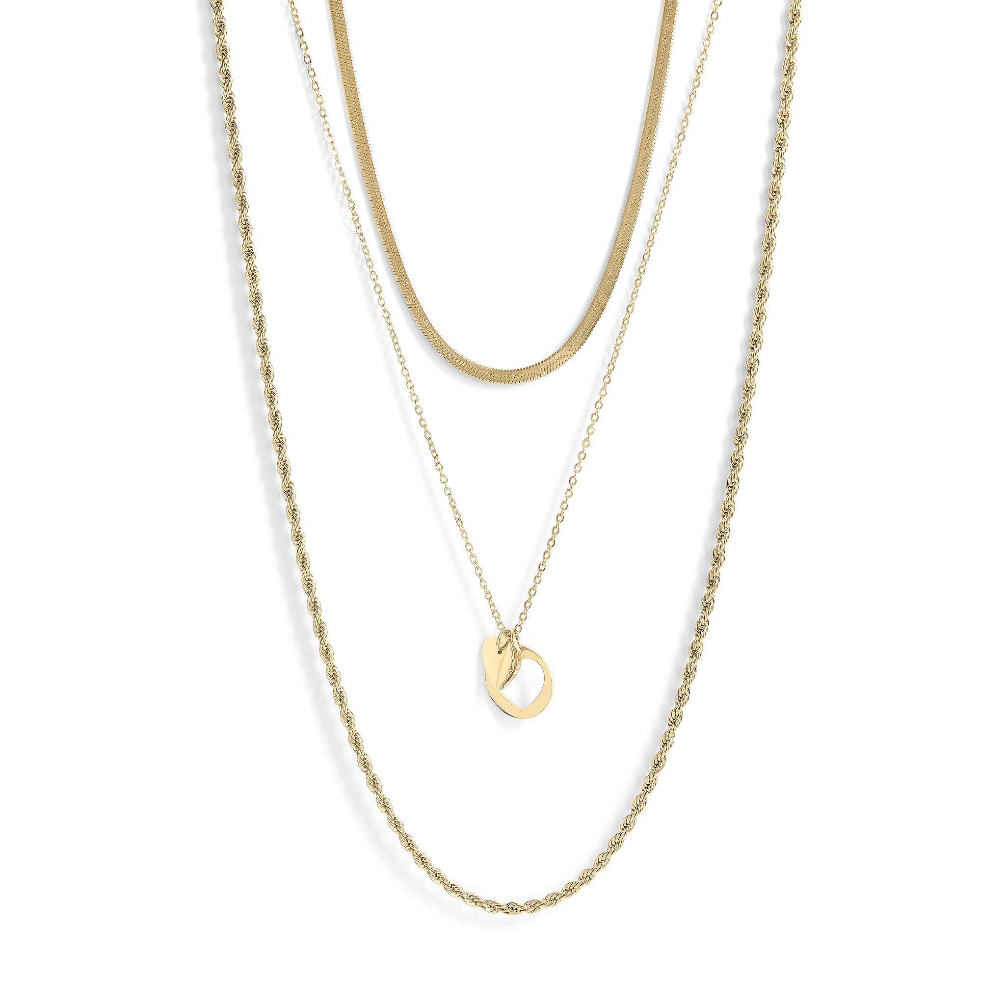 45 pc Cutout Heart 18K Gold PVD Layered Necklace Set