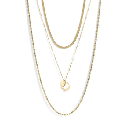 45 pc Cutout Heart 18K Gold PVD Layered Necklace Set