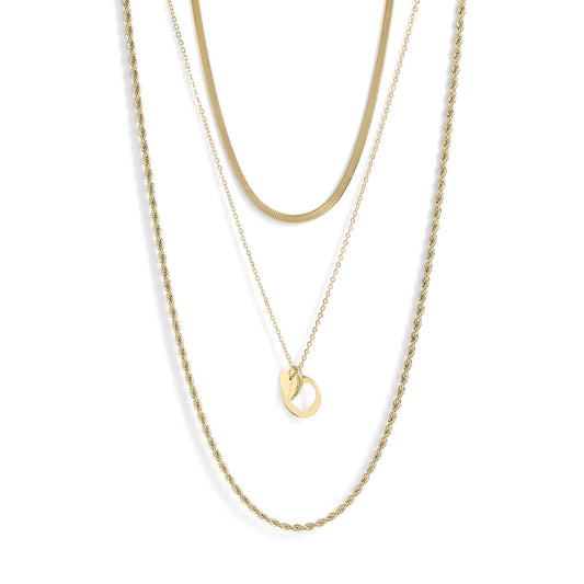 45 pc Cutout Heart 18K Gold PVD Layered Necklace Set