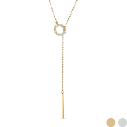 18K Gold PVD Stainless Steel Toggle with Drop Bar Lariat Necklace