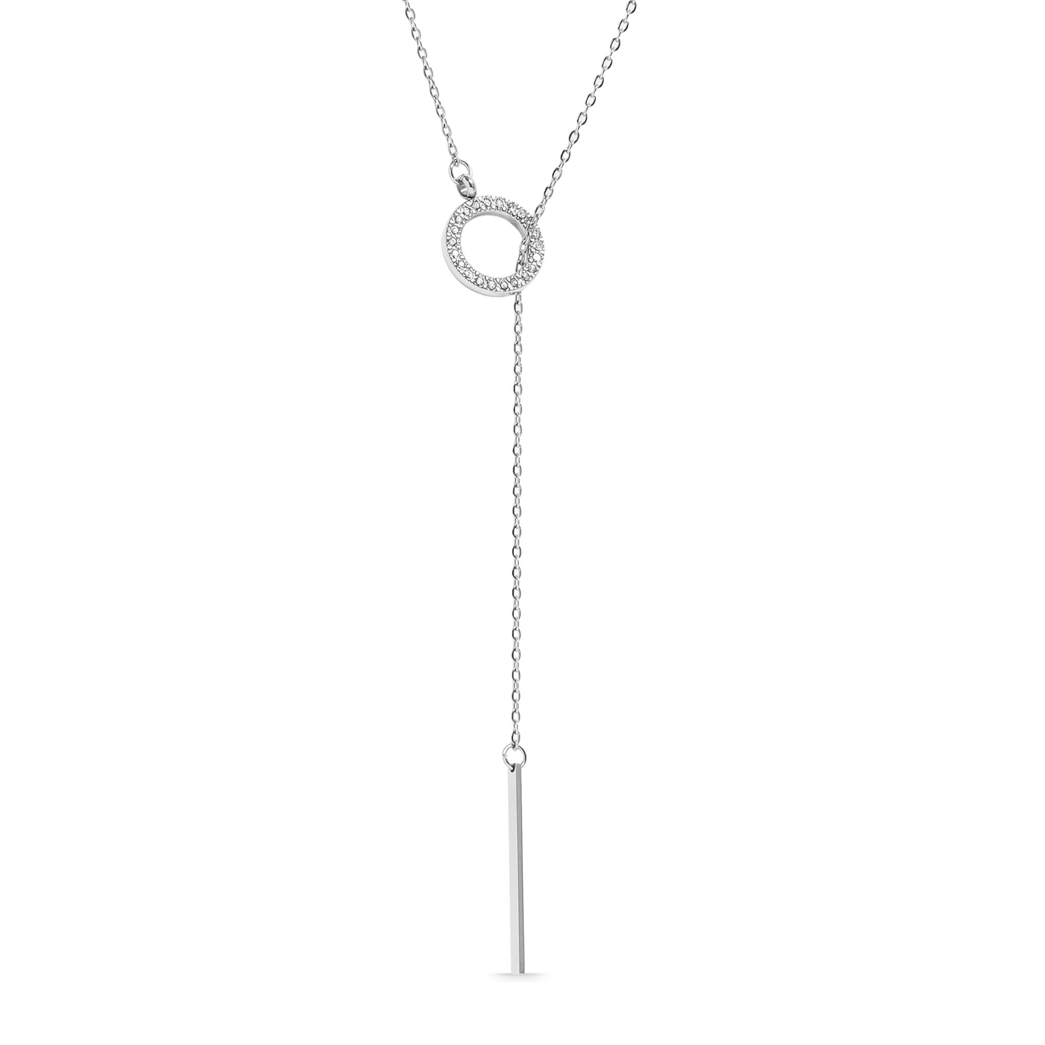 18K Gold PVD Stainless Steel Toggle with Drop Bar Lariat Necklace