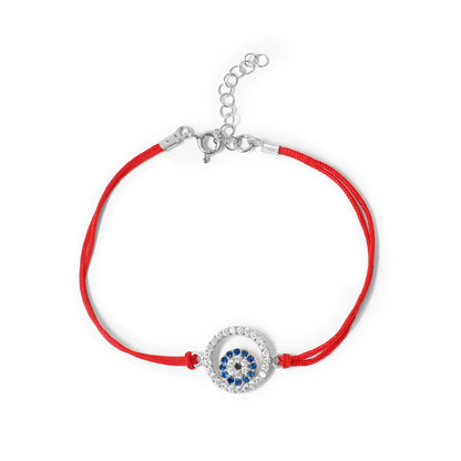 Stainless Steel CZ Evil Eye Pendant Bracelet