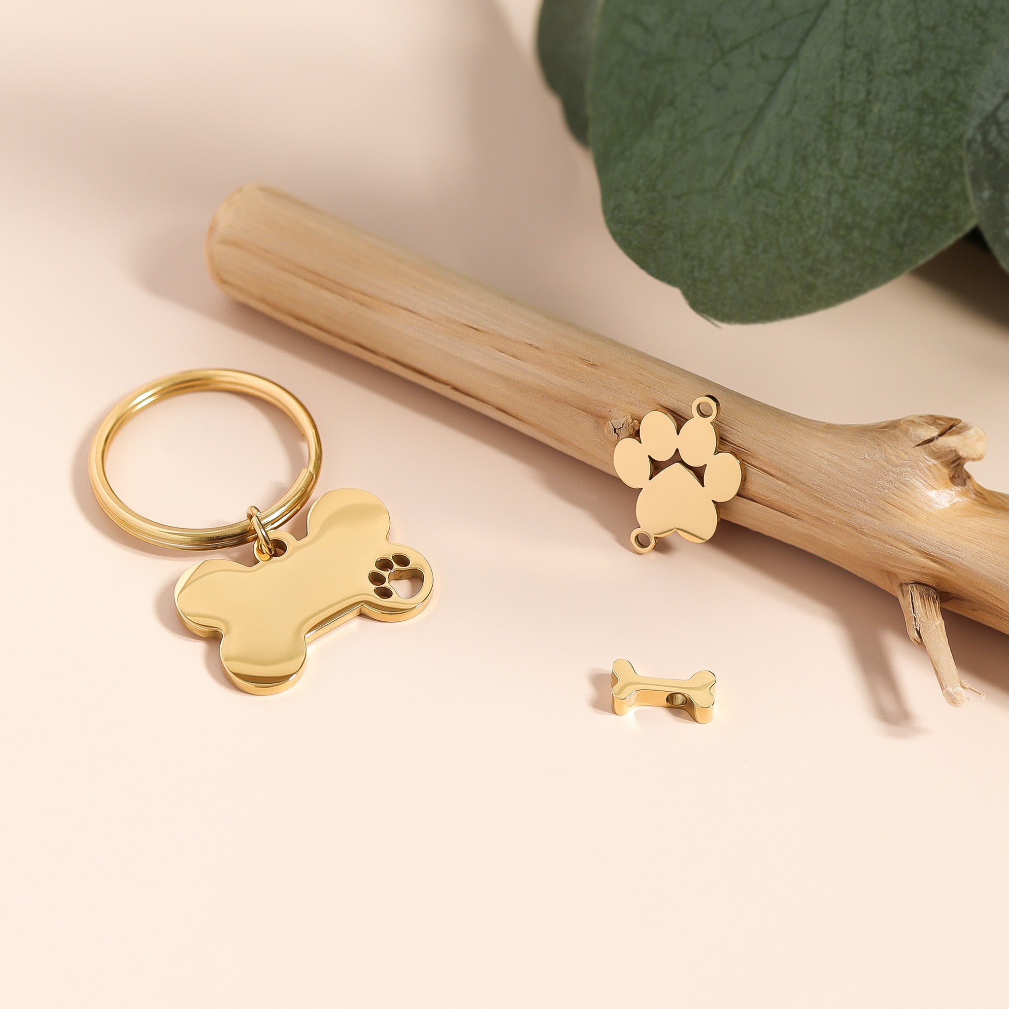 18K Gold PVD Stainless Steel Mini Dog Bone Charm