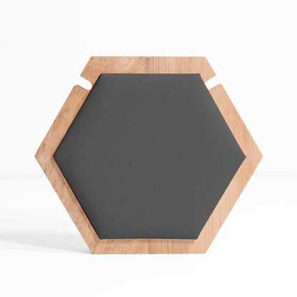 Natural Wood & Leather 1 Unit Hexagon Necklace Display