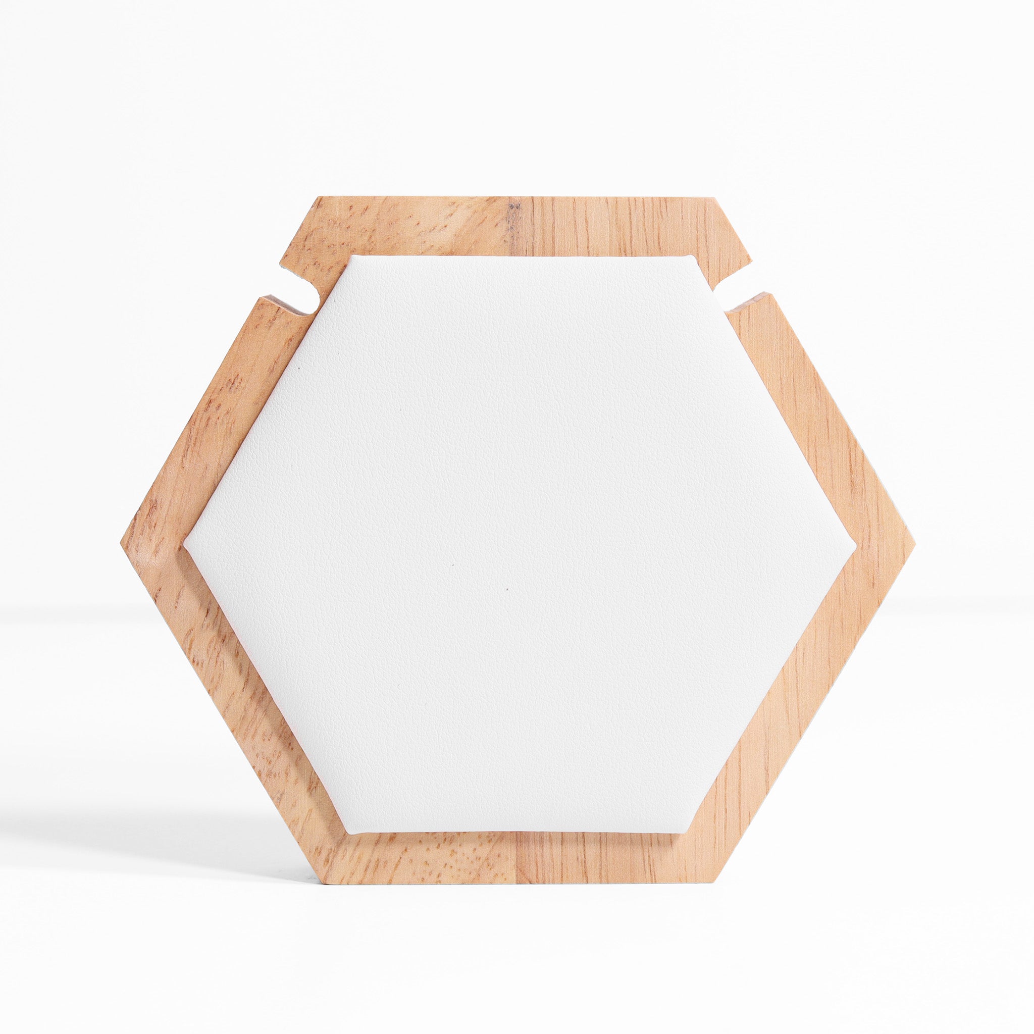 Natural Wood & Leather 1 Unit Hexagon Necklace Display