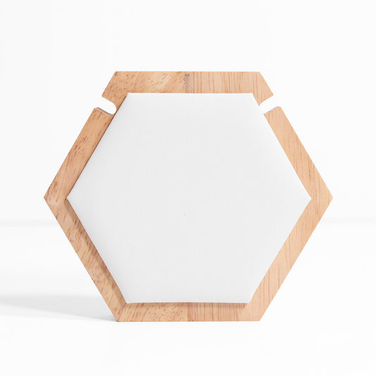 Natural Wood & Leather 1 Unit Hexagon Necklace Display