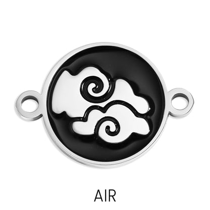 18K Gold PVD Stainless Steel Earth, Fire, Water, & Air Element Connector Charms