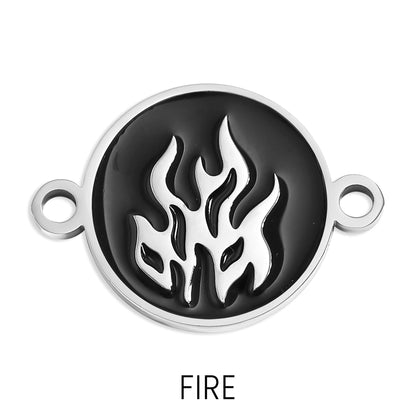 18K Gold PVD Stainless Steel Earth, Fire, Water, & Air Element Connector Charms