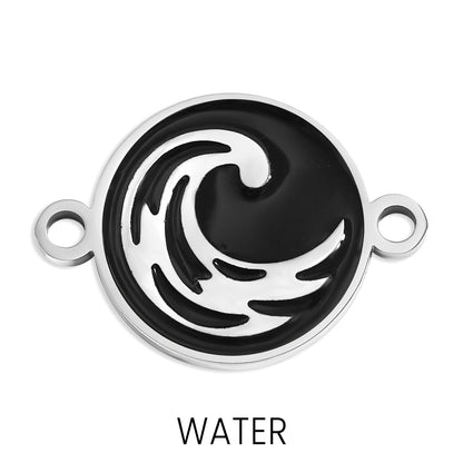 18K Gold PVD Stainless Steel Earth, Fire, Water, & Air Element Connector Charms