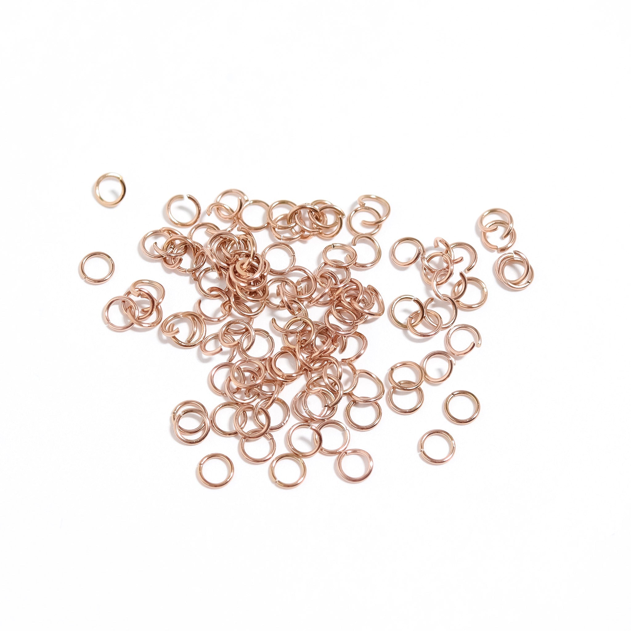 100 Pack 18K Rose Gold PVD Stainless Steel Saw Cut Jump Rings