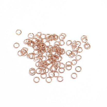 100 Pack 18K Rose Gold PVD Stainless Steel Saw Cut Jump Rings