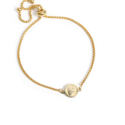 18K Gold PVD Stainless Steel Adjustable Bead Cinch Bolo Chain Bracelet