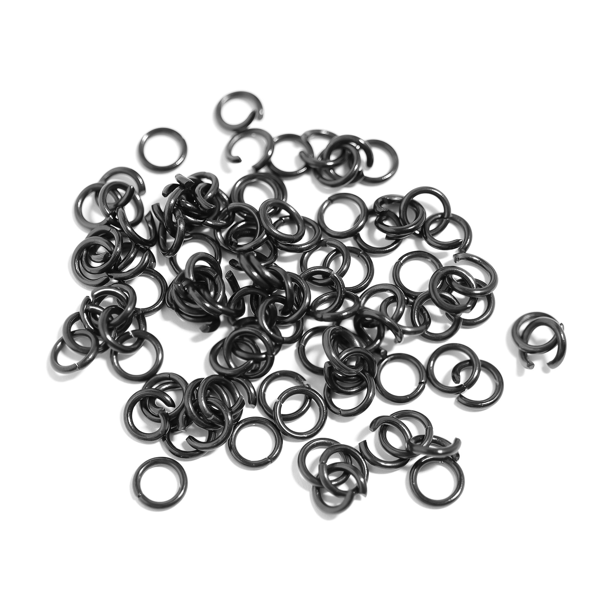 100 Pack Stainless Steel Black Open Jump Rings