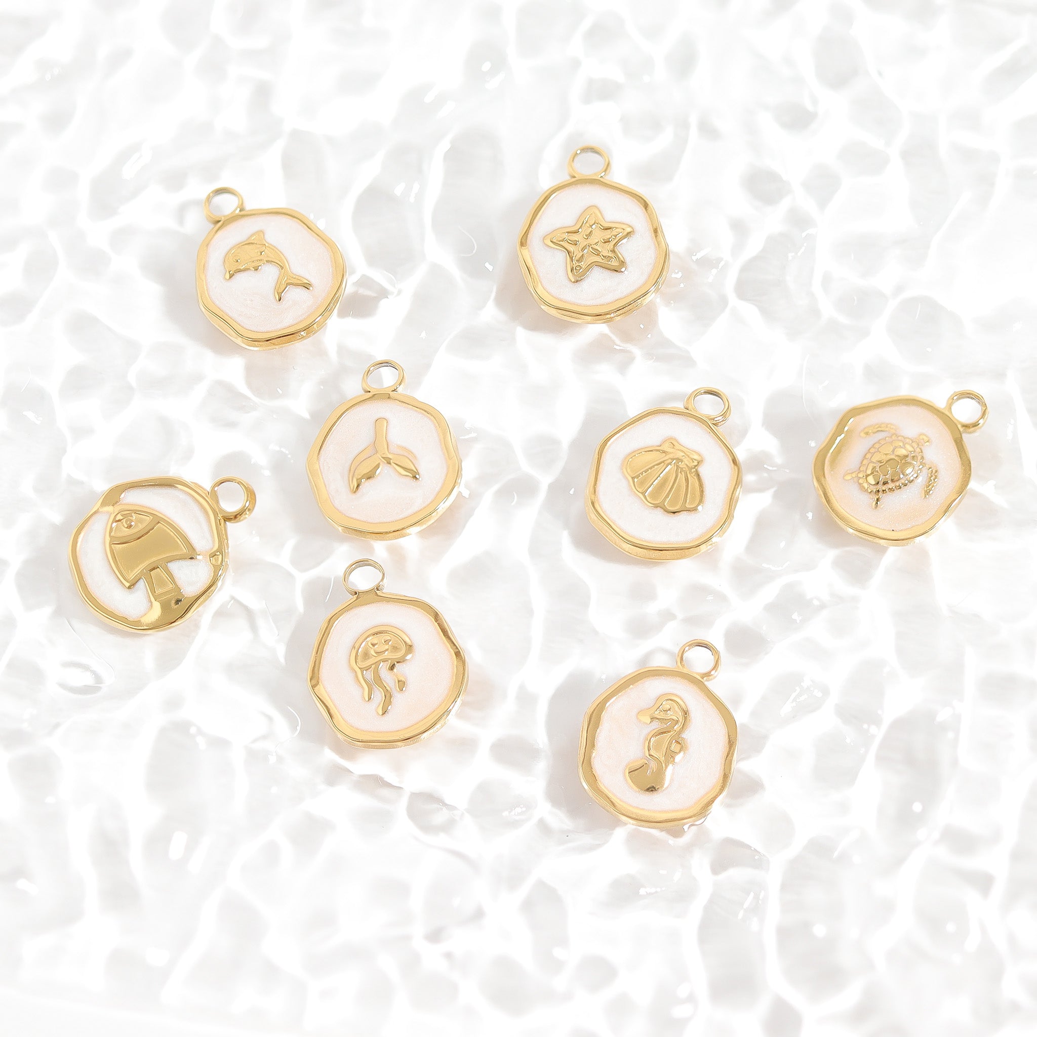 18K Gold PVD Dolphin Epoxy Charm