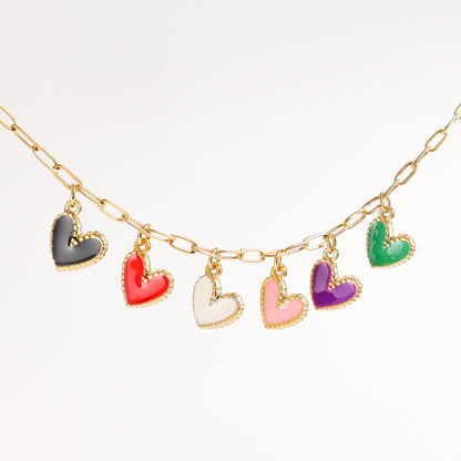 18K Gold PVD Stainless Steel Epoxy Heart Charm