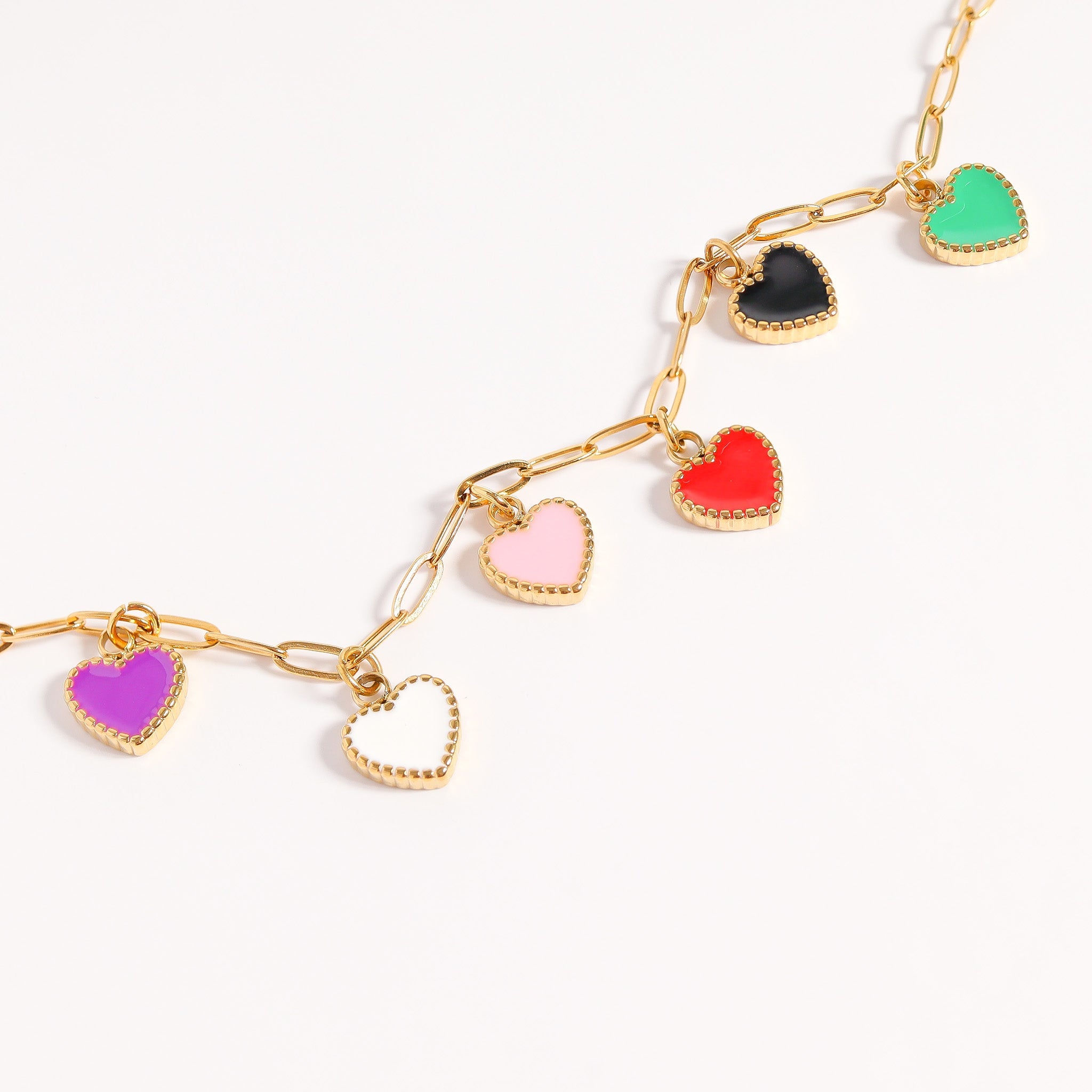 18K Gold PVD Stainless Steel Epoxy Heart Charm