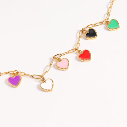 18K Gold PVD Stainless Steel Epoxy Heart Charm