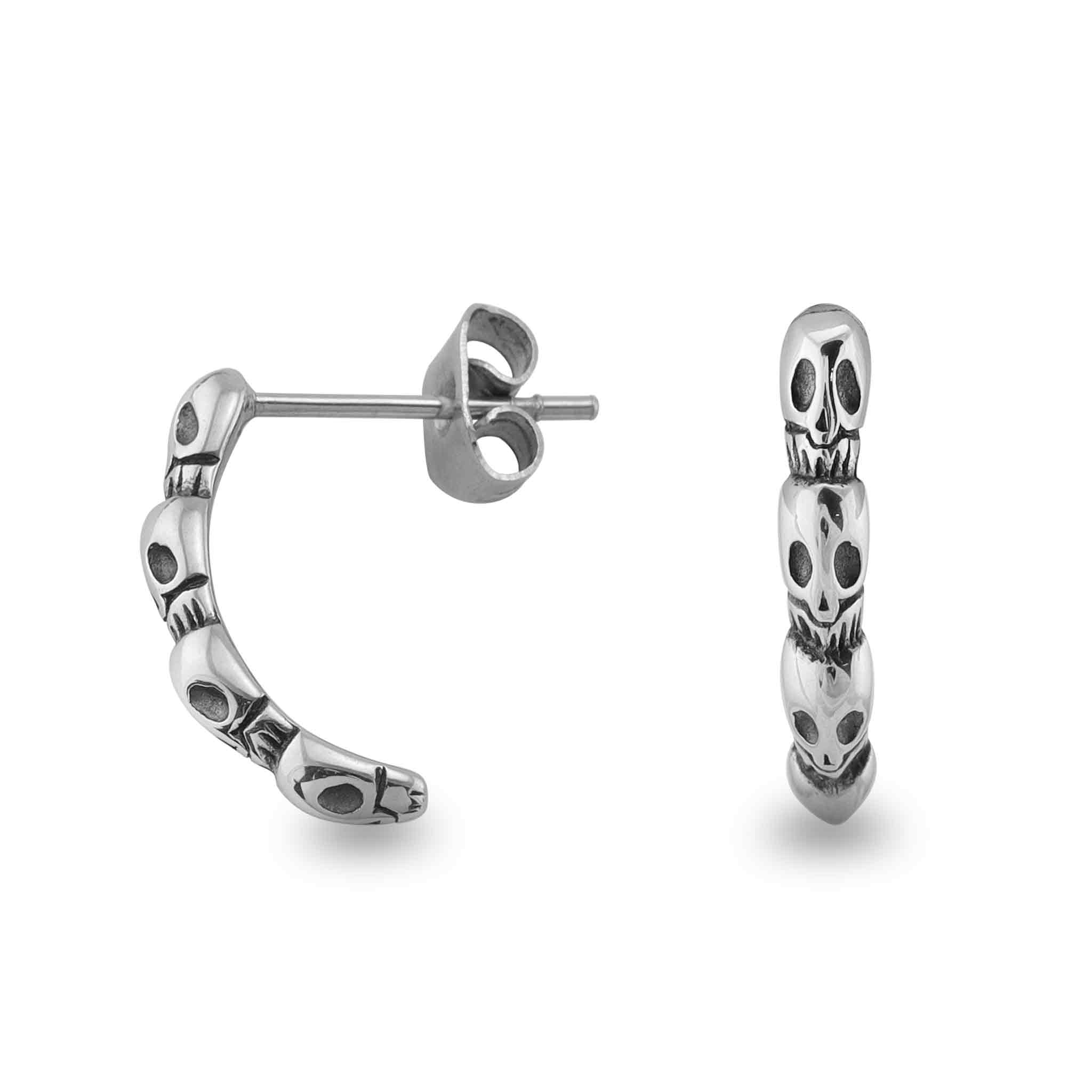Stainless Steel Multi Skull Post Earrings