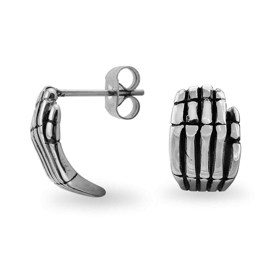 Stainless Steel Skull Hand Post Earrings