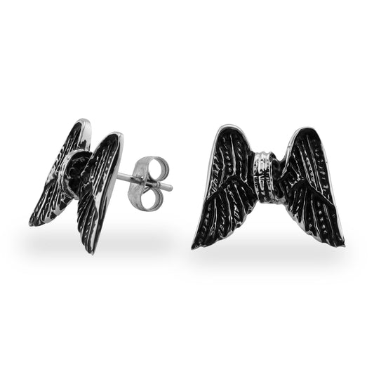 Stainless Steel Wheel Wings Post Earrings