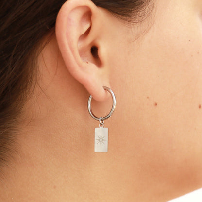 18K Gold PVD Stainless Steel Star Pendant Huggie Hoop Earrings