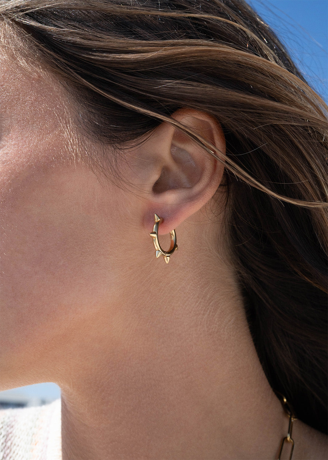 18K Gold PVD Stainless Steel Spike Hoop Earrings