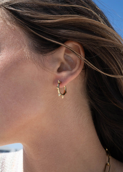 18K Gold PVD Stainless Steel Spike Hoop Earrings