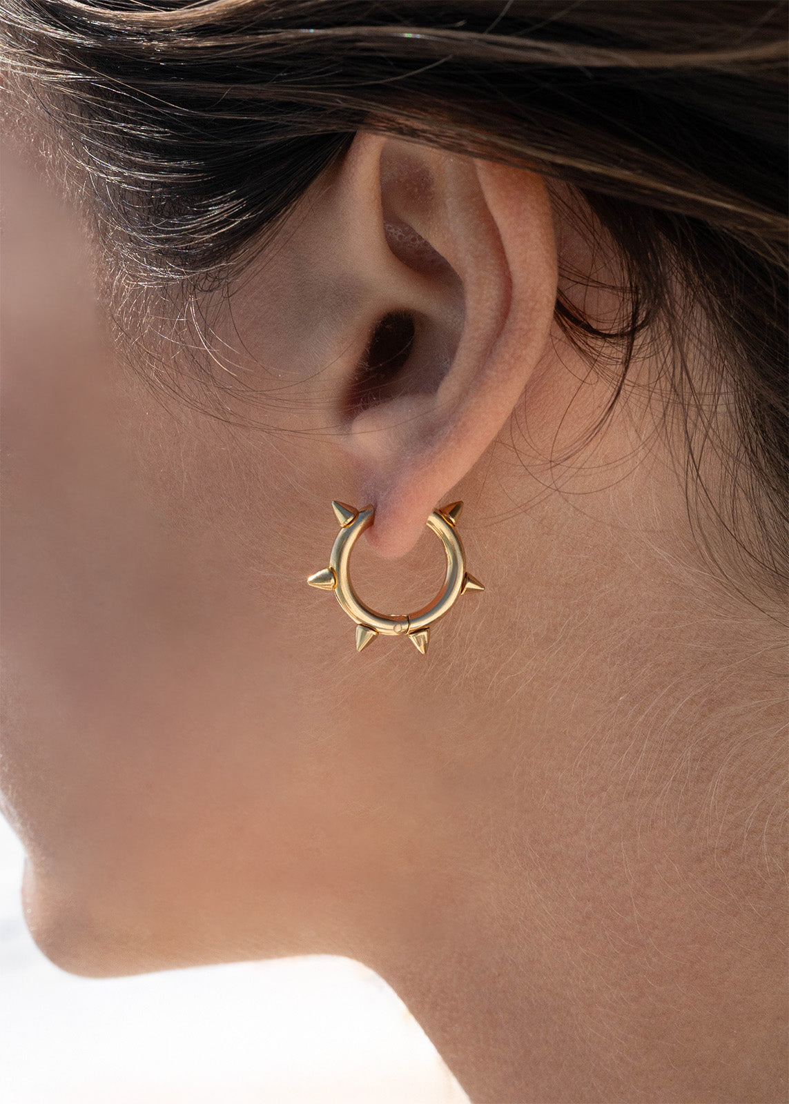 18K Gold PVD Stainless Steel Spike Hoop Earrings