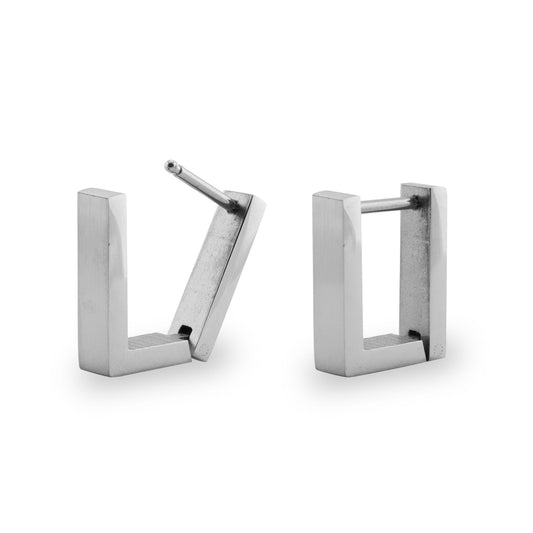 Stainless Steel Square Hinged Hoop Earrings